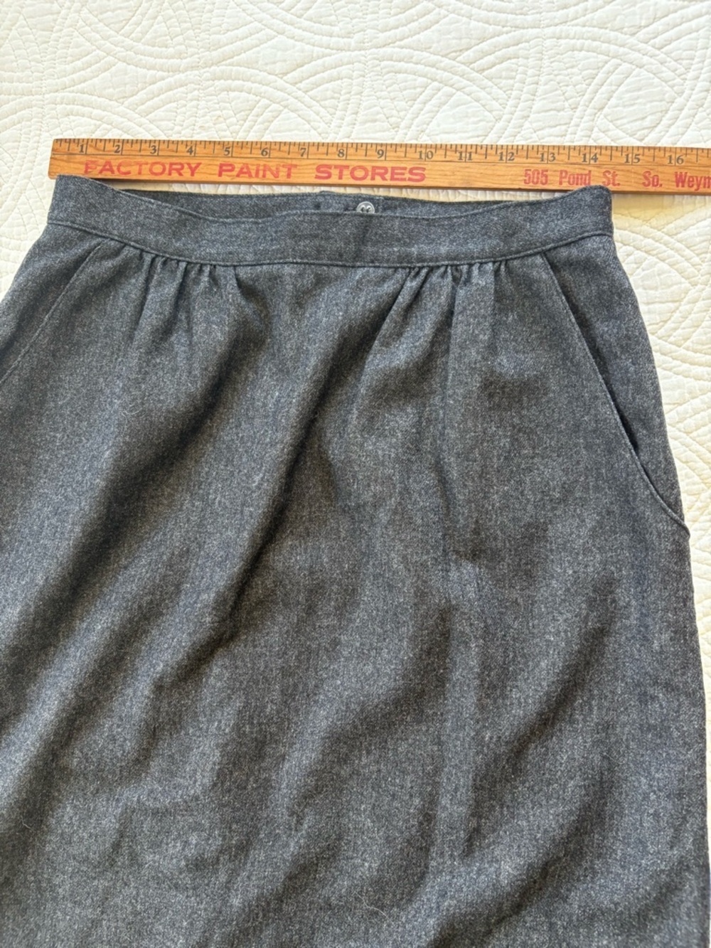 Vintage L.L.Bean Wool Midi Skirt USA Size 14 Gray Heritage New England Classic - Picture 4 of 6